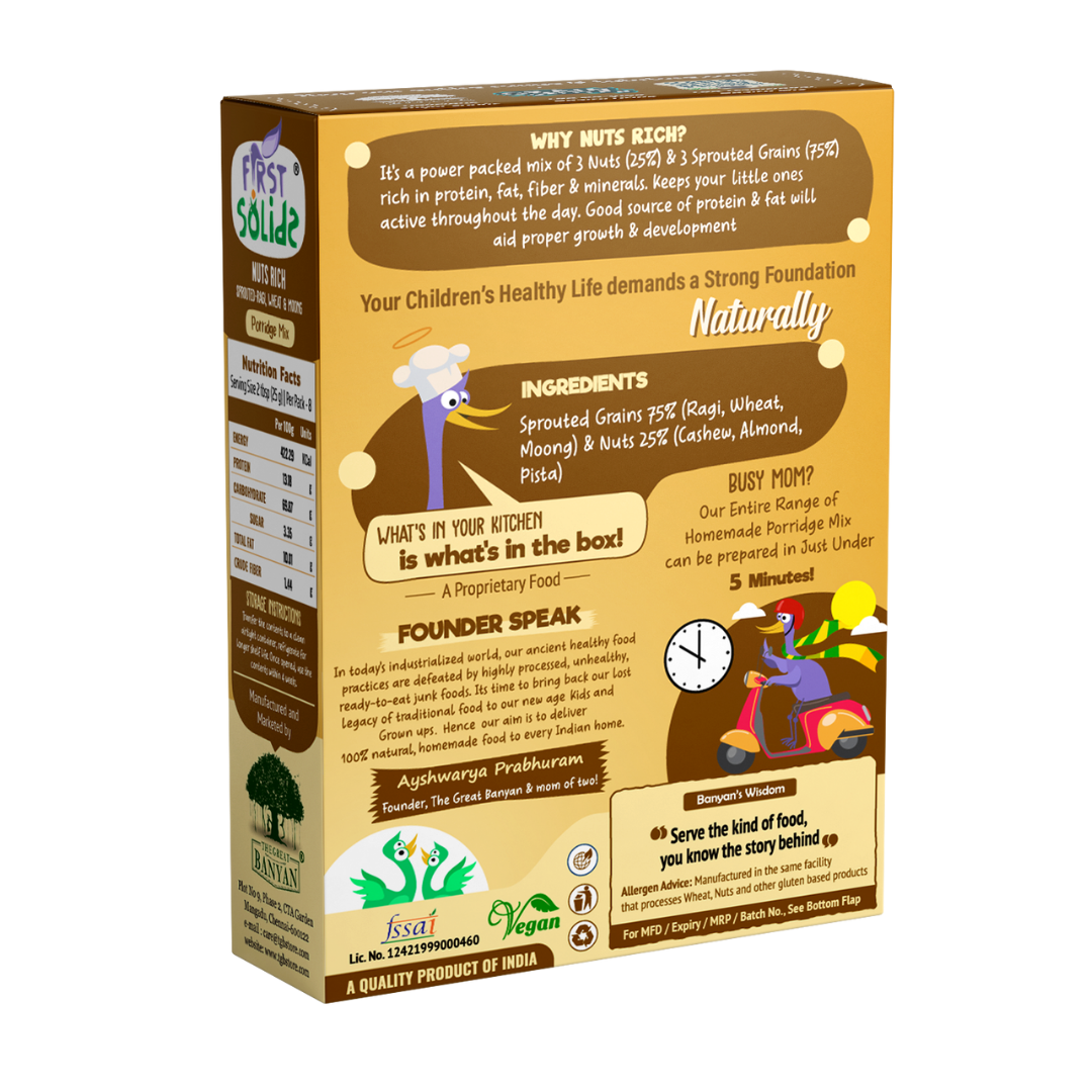 First Solids Nuts Rich Sprouted - Ragi Wheat Moong Porridge Mix 200g