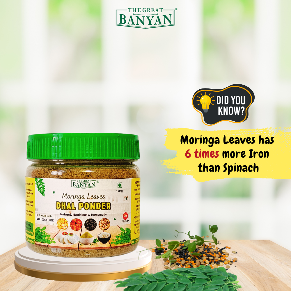 The Great Banyan Moringa & Curry Leaves Dhal Powder 100g (Pack of 2) – Idli Dosa Rice Milagai Podi
