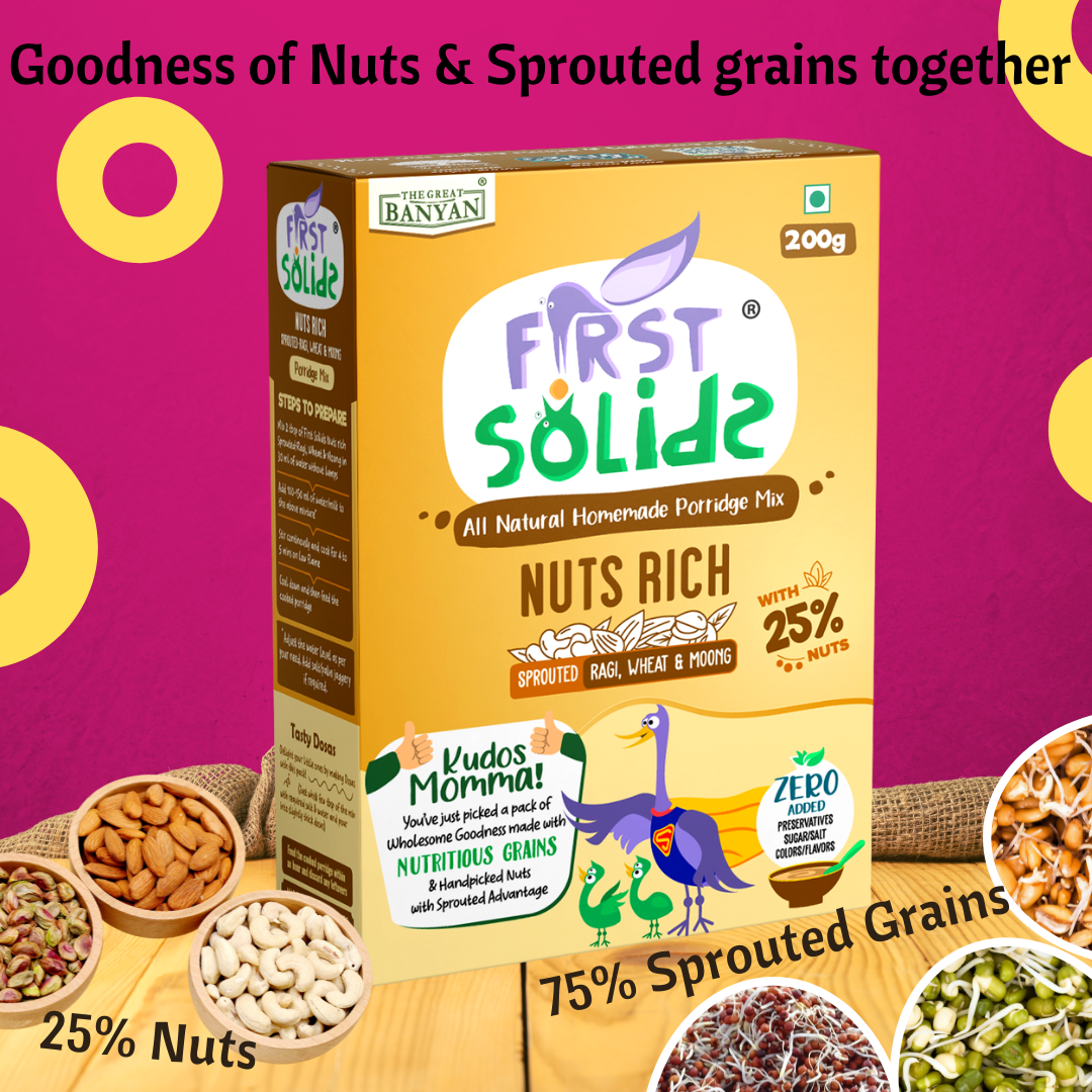 First Solids Nuts Rich Sprouted - Ragi Wheat Moong Porridge Mix 200g