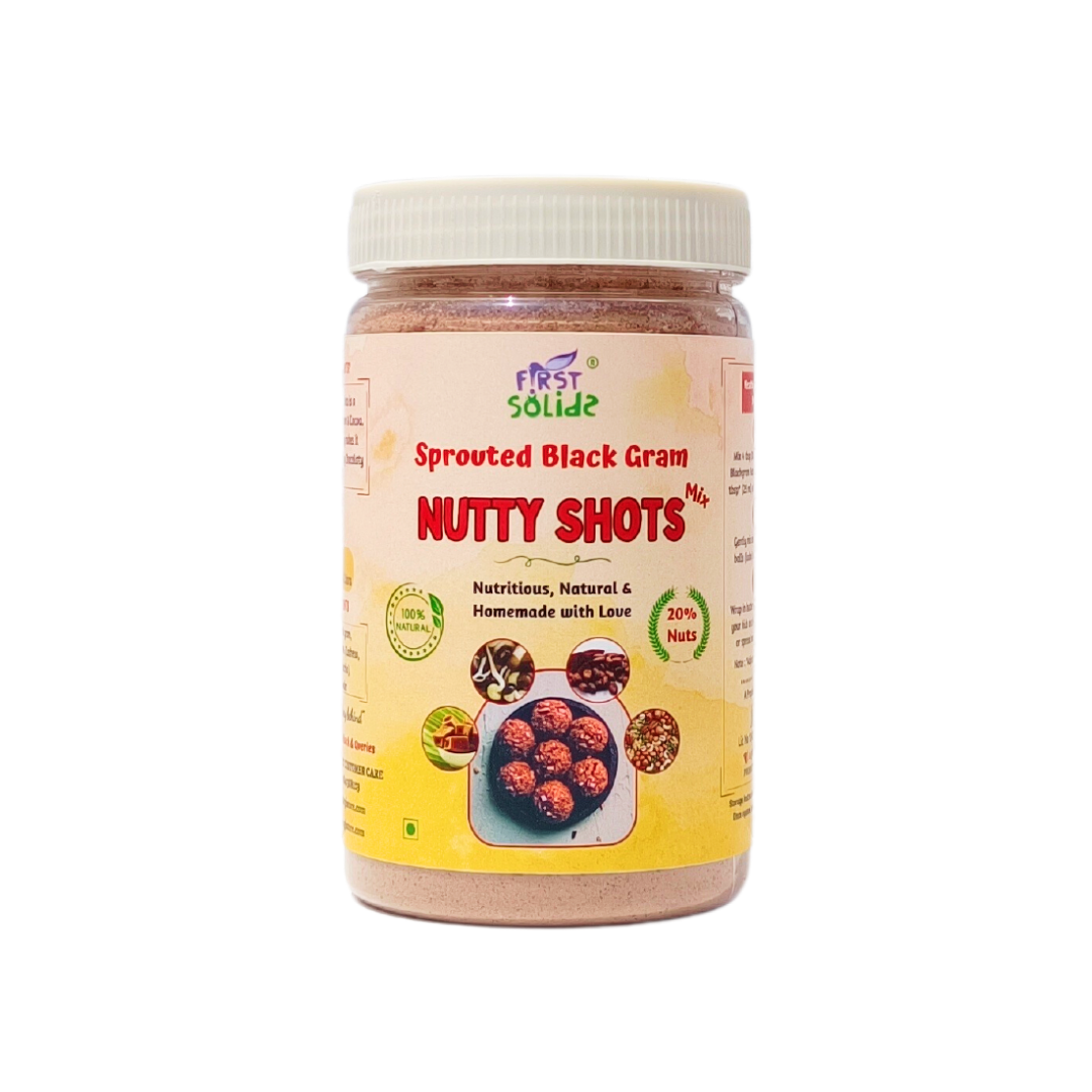 First Solids Sprouted Blackgram Nutty Shots 300g - Instant No Cook Ladoo Mix