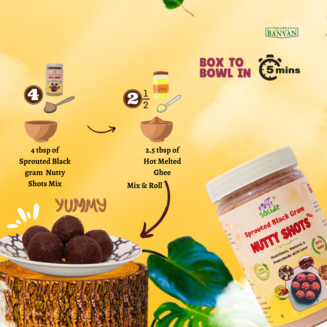 First Solids Sprouted Blackgram Nutty Shots 300g - Instant No Cook Ladoo Mix