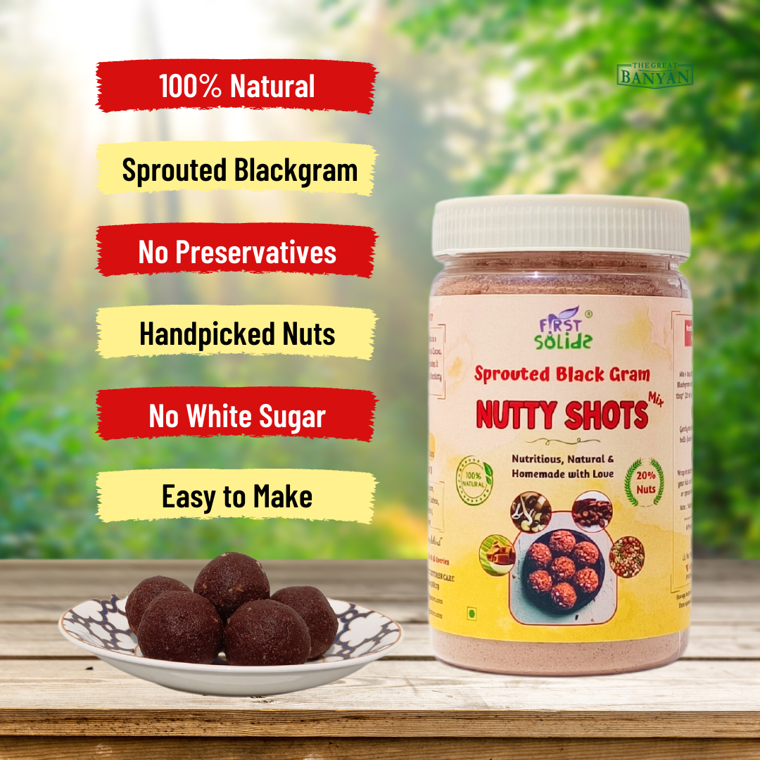 First Solids Sprouted Blackgram Nutty Shots 300g - Instant No Cook Ladoo Mix