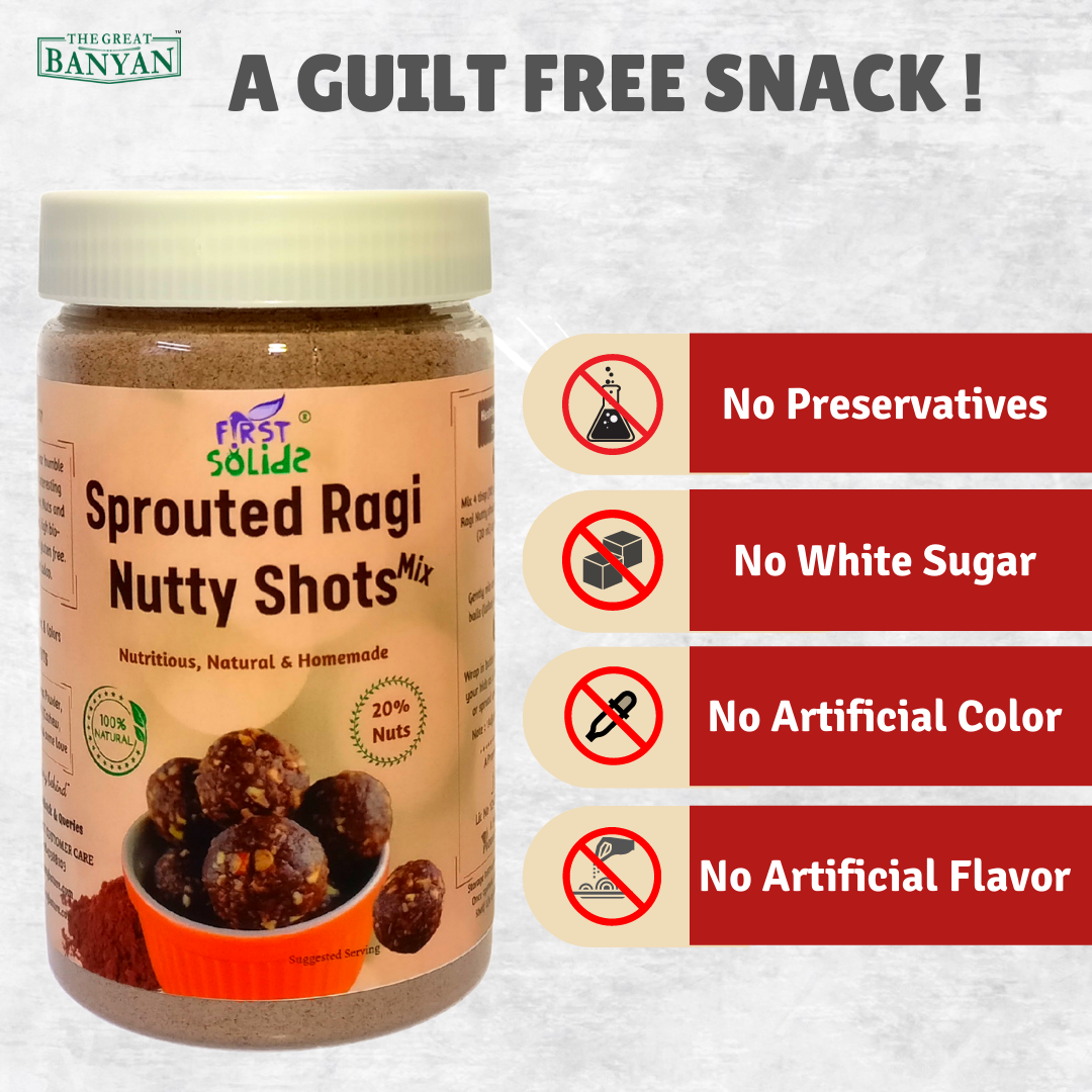 First Solids Sprouted Ragi Nutty Shots 300g - Instant No Cook Ladoo Mix