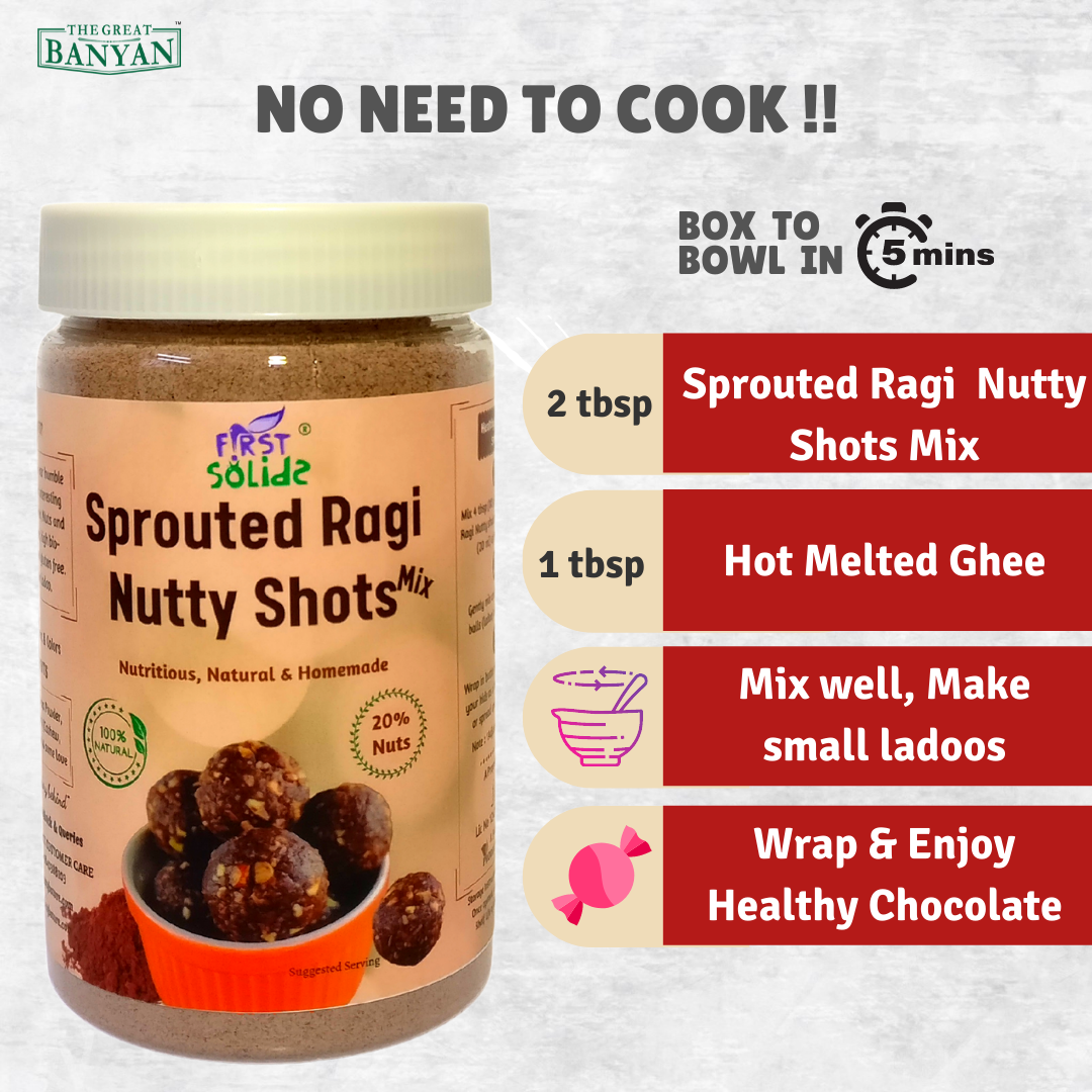 First Solids Sprouted Ragi Nutty Shots 300g - Instant No Cook Ladoo Mix
