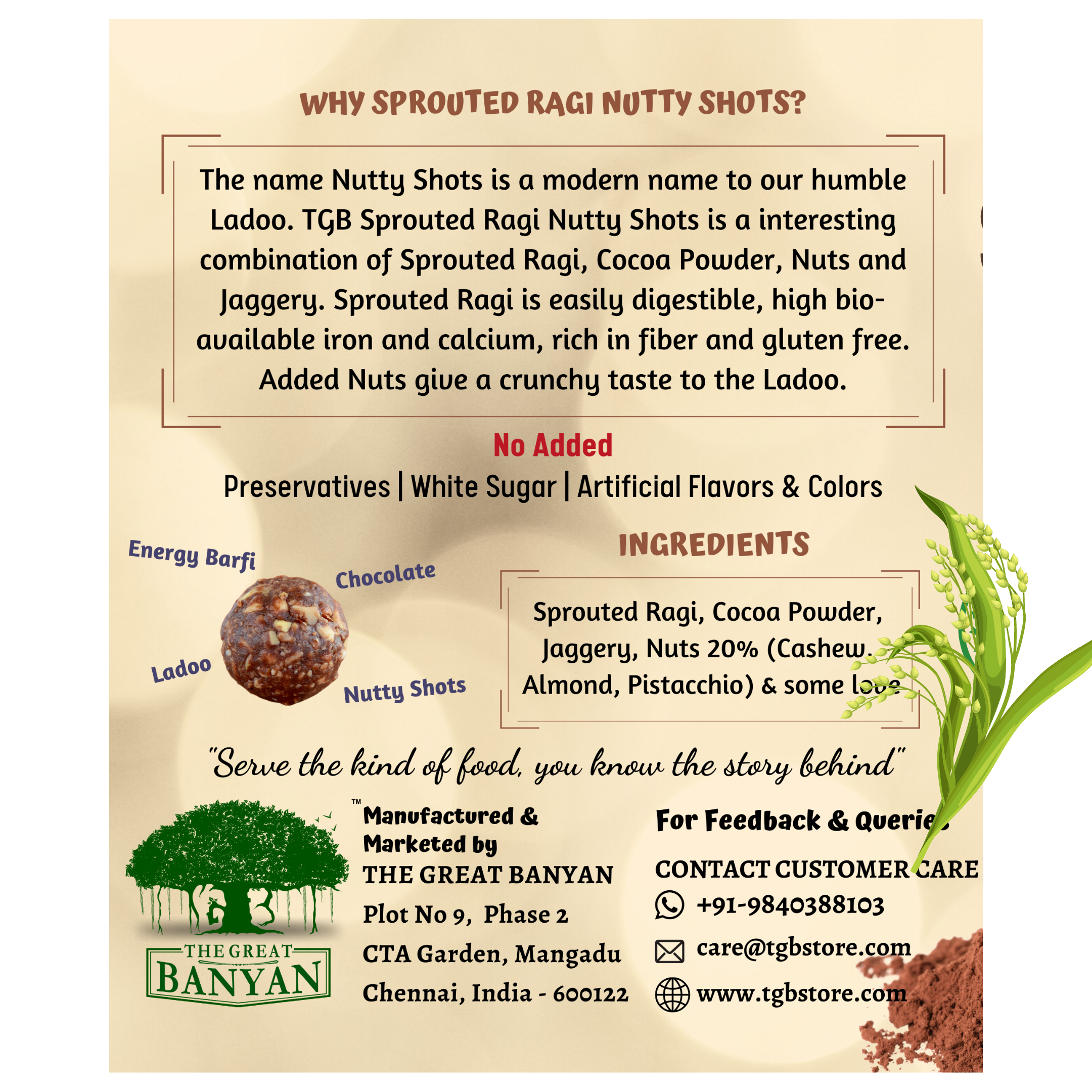 First Solids Sprouted Ragi Nutty Shots 300g - Instant No Cook Ladoo Mix
