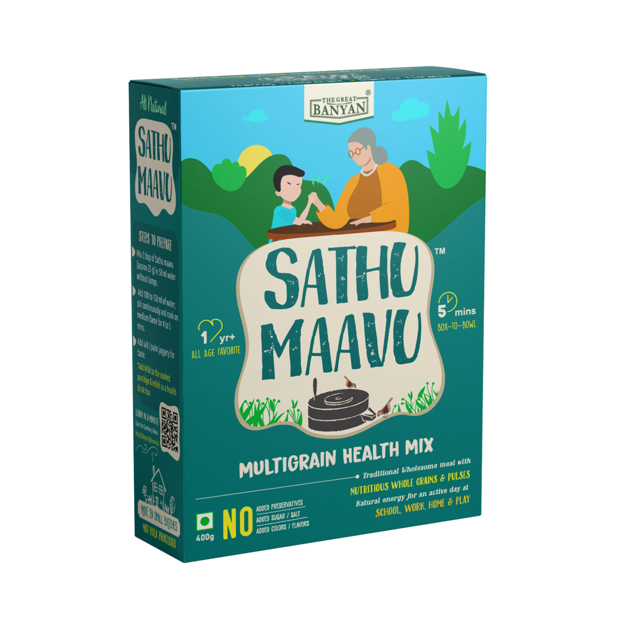 The Great Banyan Multigrain Sathu Maavu - Health Drink, Porridge, Pancake or Dosa |with No added Sugar/Salt, Preservative Free